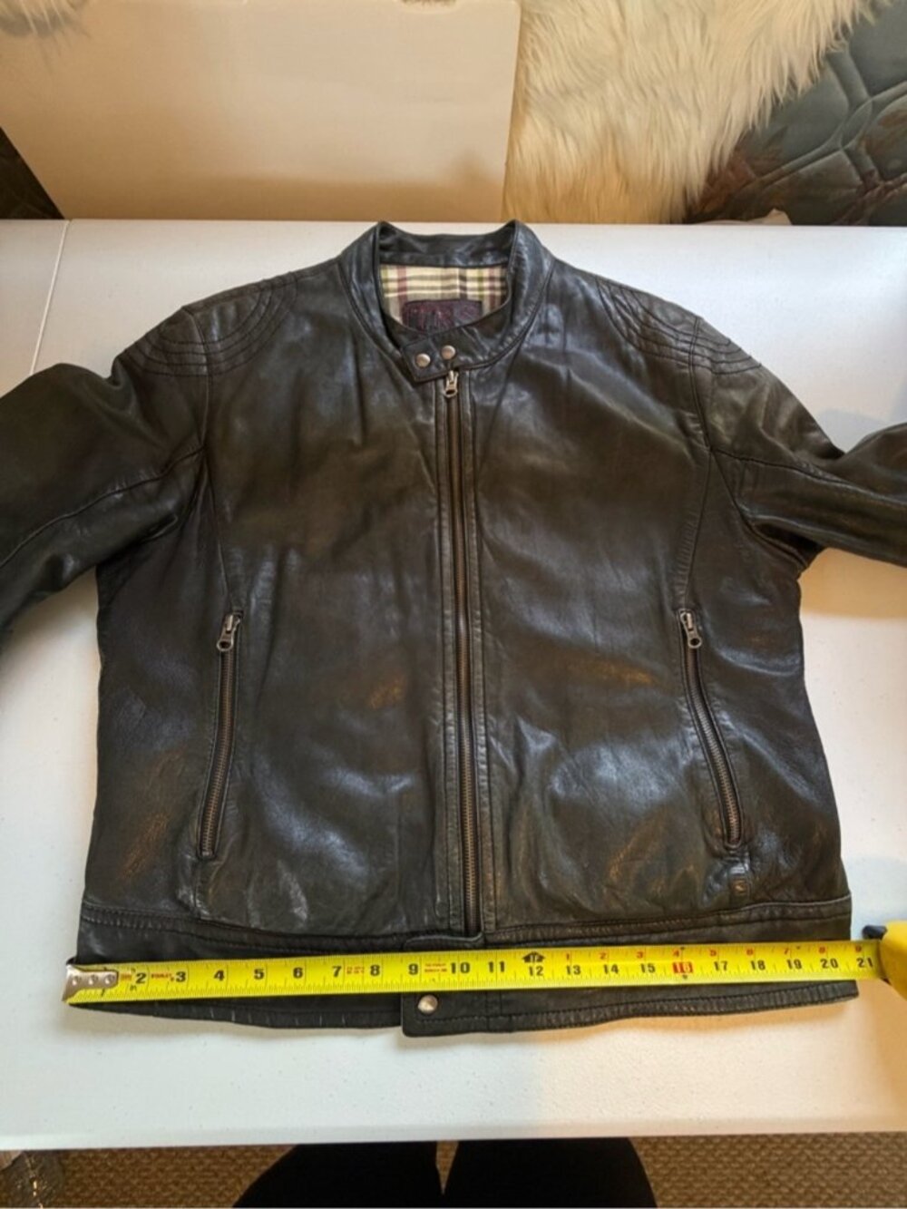 TRS by Torras Men’s Moto Bomber Soft Leather Jacket Gray SIZE USA size 42 Large - Picture 13 of 14